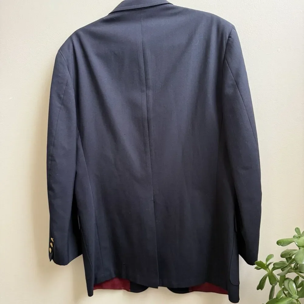 Vintage Brooks Brothers Blazer Mens 44L Navy Blue Gold Buttons Wool Made In USA